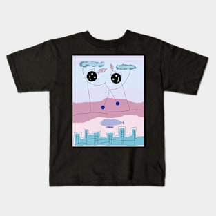 Kids Holding Up Clouds Stick Figure Kids T-Shirt